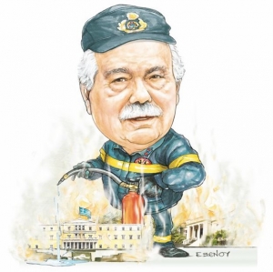 Ο Ν. Βούτσης σε ρόλο «πυροσβέστη»