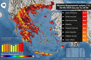 Θερμοκρασίες καύσωνα σε πολλές περιοχές της χώρας. Στην τρίτη θέση πανελλαδικά το Ηλιόλουστο Κιλκίς με 40.5ο C