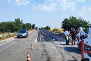 Εργασίες ασφαλτόστρωσης επί της ΝΕΟ Θεσσαλονίκης - Σερρών στο τμήμα μεταξύ των κόμβων Λεβεντοχωρίου και Μεταλλικού από την ΠΕ Κιλκίς