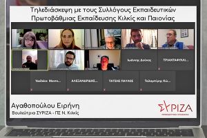 Αγαθοπούλου: Τηλεδιάσκεψη με τους Συλλόγους Εκπαιδευτικών Πρωτοβάθμιας Κιλκίς και Παιονίας