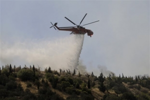 Μεγάλη φωτιά σε δασική έκταση στη Χίο - Μάχη με τις φλόγες και τον άνεμο