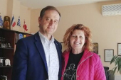Η Τασούλα Περπερίδου - Παπαρήγα με τον Κώστα Σιωνίδη στο δήμο Παιονίας