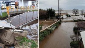 Χαλκιδική: Κατολισθήσεις και πλημμυρισμένα σπίτια από την κακοκαιρία (VIDEO)