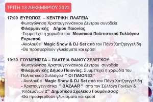 Την Τρίτη 13/12 η φωταγώγηση των χριστουγεννιάτικων δένδρων σε Ευρωπό και Γουμένισσα