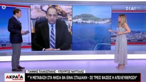 Πλακιωτάκης στον ΣΚΑΪ: Σταδιακή η μετάβαση στα νησιά - Οι 3 φάσεις της απελευθέρωσης