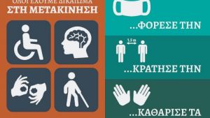 Αφίσες στα λεωφορεία για τα μέτρα προστασίας από την Covid-19