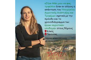 Αγαθοπούλου για αγροτικές υποδομές: «Ζήσε Μάη μου να φας τριφύλλι»