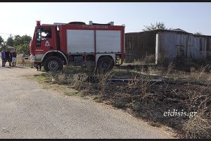 Πυρκαγιά στην Ευκαρπία Κιλκίς από πτώση σάπιας κολόνας ιδιωτικού δικτύου φωτοβολταϊκών