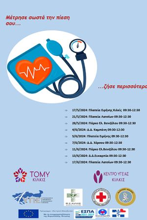 Μετρήσεις αρτηριακής πίεσης σε Κιλκίς και Δημοτικές Κοινότητες