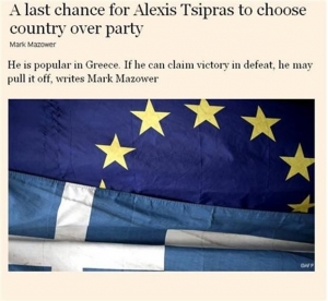 Μαρκ Μαζάουερ: Ο Τσίπρας να επιλέξει την πατρίδα αντί το κόμμα