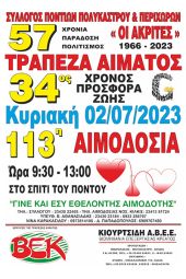 113η αιμοδοσία της "Τράπεζας Αίματος" των «Ακριτών» Πολυκάστρου