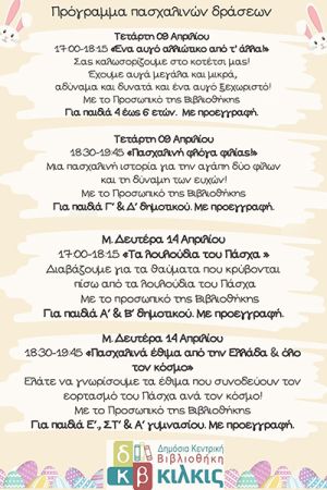 Οι πασχαλινές δράσεις για παιδιά της Δημόσιας Βιβλιοθήκης Κιλκίς