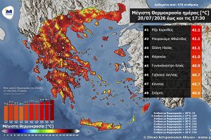 Στους 41 °C άγγιξε η θερμοκρασία στο Γυναικόκαστρο Κιλκίς τη Δευτέρα 20 Ιουλίου