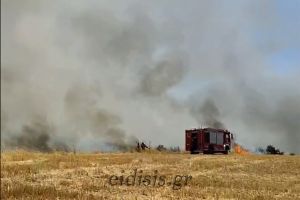 Η φωτιά στη δυτική περιφερειακή οδό του Κιλκίς