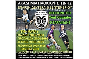 Πρόσκληση της Ακαδημίας ΠΑΟΚ Κρηστώνης