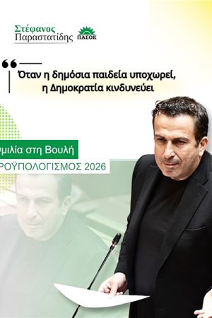 Στ. Παραστατίδης στη Βουλή: «Όταν η δημόσια παιδεία υποχωρεί, η Δημοκρατία κινδυνεύει»